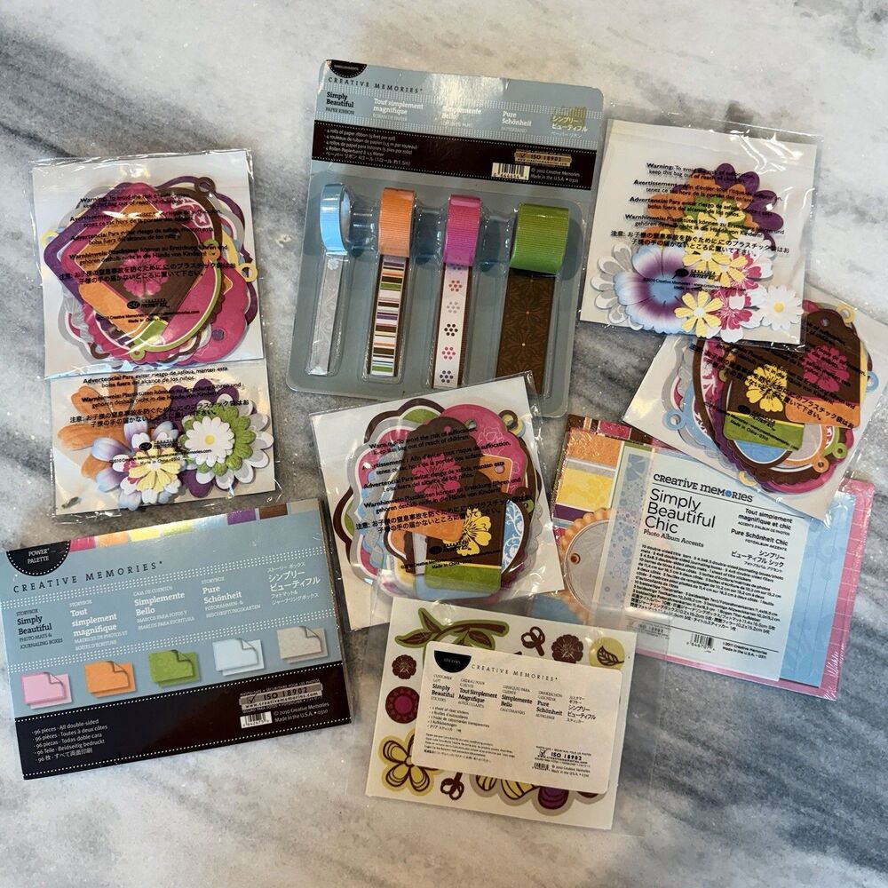 Creative Memories Lot SIMPLY BEAUTIFUL Floral Embellishments Mats Stickers 9pc